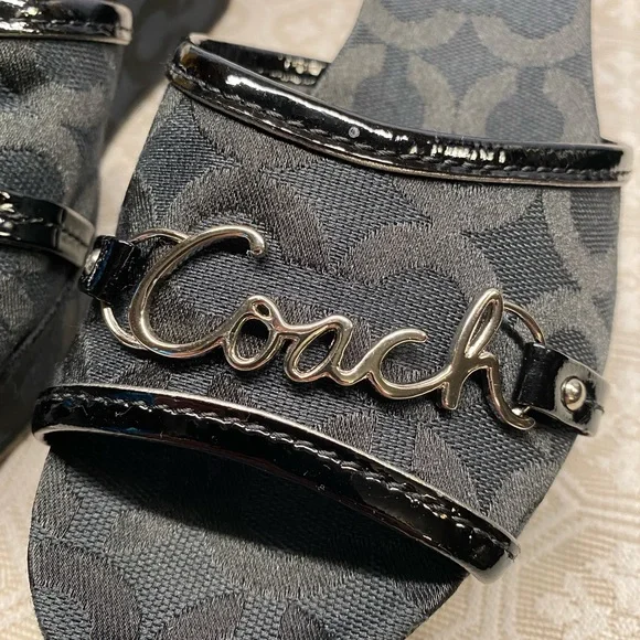 Coach Carissa Black Canvas Logo Wedges - Picture 8 of 9